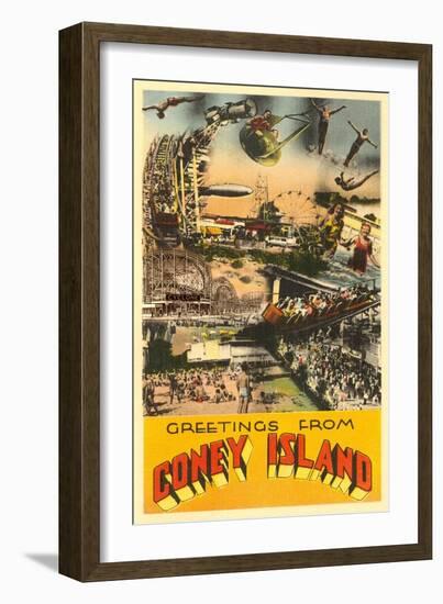 Greetings from Coney Island, New York City-null-Framed Art Print