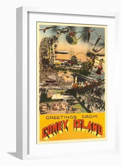 Greetings from Coney Island, New York City-null-Framed Art Print