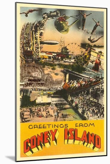 Greetings from Coney Island, New York City-null-Mounted Art Print