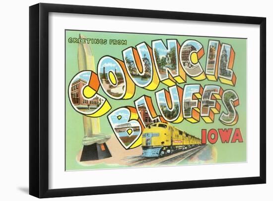 Greetings from Councilo Bluffs, Iowa-null-Framed Art Print