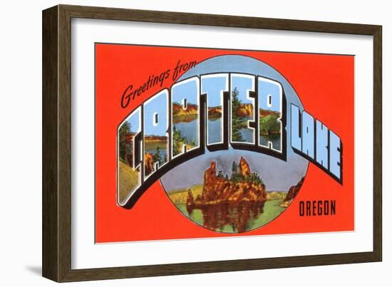 Greetings from Crater Lake, Oregon-null-Framed Art Print