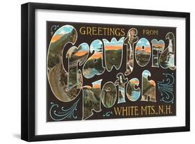 Greetings from Crawford Notch, White Mountains, New Hampshire-null-Framed Art Print