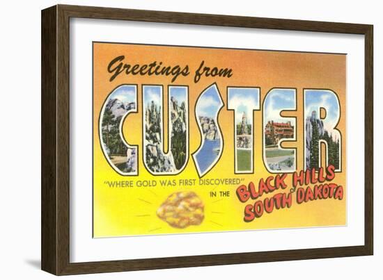 Greetings from Custer in the Black Hills of South Dakota-null-Framed Art Print