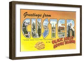 Greetings from Custer in the Black Hills of South Dakota-null-Framed Art Print