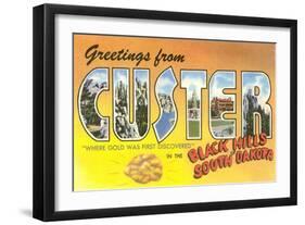 Greetings from Custer in the Black Hills of South Dakota-null-Framed Art Print