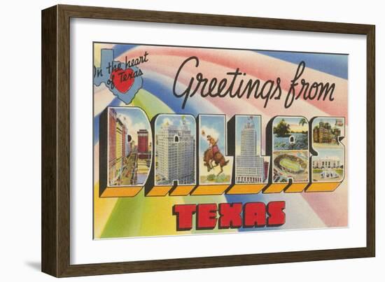 Greetings from Dallas, Texas, in the Heart of Texas-null-Framed Giclee Print