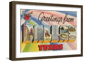 Greetings from Dallas, Texas, in the Heart of Texas-null-Framed Giclee Print