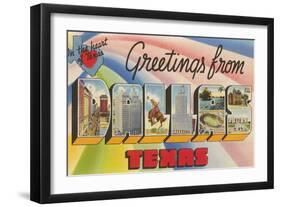 Greetings from Dallas, Texas, in the Heart of Texas-null-Framed Giclee Print