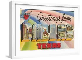 Greetings from Dallas, Texas, in the Heart of Texas-null-Framed Giclee Print