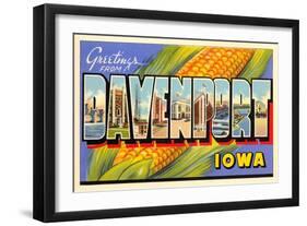 Greetings from Davenport, Iowa-null-Framed Art Print