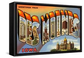 Greetings from Des Moines, Iowa-null-Framed Stretched Canvas