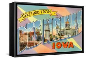 Greetings from Des Moines, Iowa-null-Framed Stretched Canvas