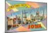 Greetings from Des Moines, Iowa-null-Mounted Premium Giclee Print
