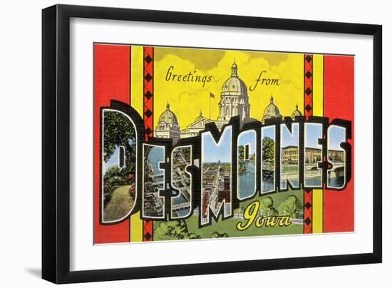 Greetings from Des Moines, Iowa-null-Framed Giclee Print