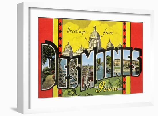 Greetings from Des Moines, Iowa-null-Framed Giclee Print