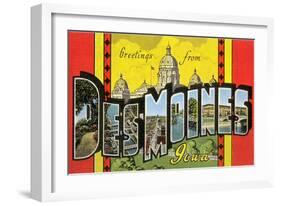 Greetings from Des Moines, Iowa-null-Framed Giclee Print