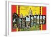 Greetings from Des Moines, Iowa-null-Framed Giclee Print