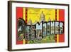 Greetings from Des Moines, Iowa-null-Framed Giclee Print