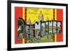 Greetings from des Moines, Iowa-null-Framed Premium Giclee Print