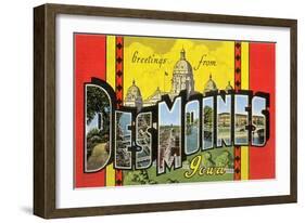 Greetings from des Moines, Iowa-null-Framed Art Print
