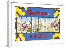 Greetings from Des Moines, Iowa-null-Framed Giclee Print