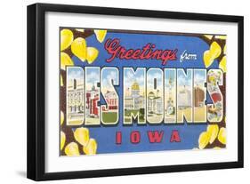 Greetings from Des Moines, Iowa-null-Framed Giclee Print