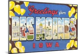 Greetings from Des Moines, Iowa-null-Mounted Giclee Print