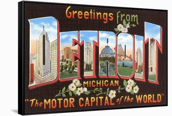 Greetings from Detroit, Michigan, the Motor Capital of the World-null-Framed Stretched Canvas