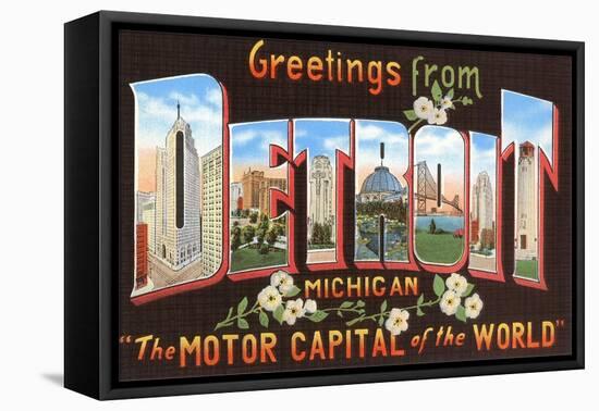 Greetings from Detroit, Michigan, the Motor Capital of the World-null-Framed Stretched Canvas