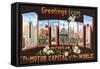 Greetings from Detroit, Michigan, the Motor Capital of the World-null-Framed Stretched Canvas