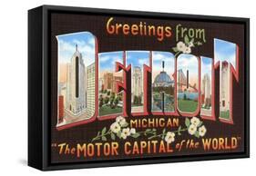 Greetings from Detroit, Michigan, the Motor Capital of the World-null-Framed Stretched Canvas