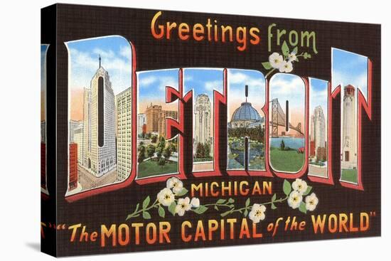 Greetings from Detroit, Michigan, the Motor Capital of the World-null-Stretched Canvas