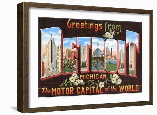 Greetings from Detroit, Michigan-null-Framed Art Print