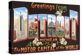 Greetings from Detroit, Michigan-null-Stretched Canvas