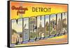 Greetings from Detroit, Michigan-null-Framed Stretched Canvas