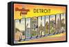 Greetings from Detroit, Michigan-null-Framed Stretched Canvas