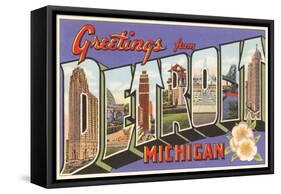 Greetings from Detroit, Michigan-null-Framed Stretched Canvas