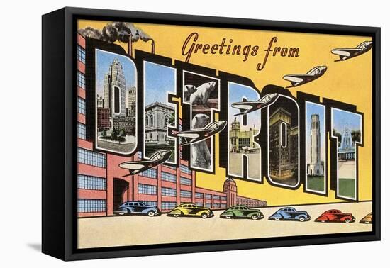 Greetings from Detroit, Michigan-null-Framed Stretched Canvas