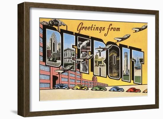 Greetings from Detroit, Michigan-null-Framed Art Print