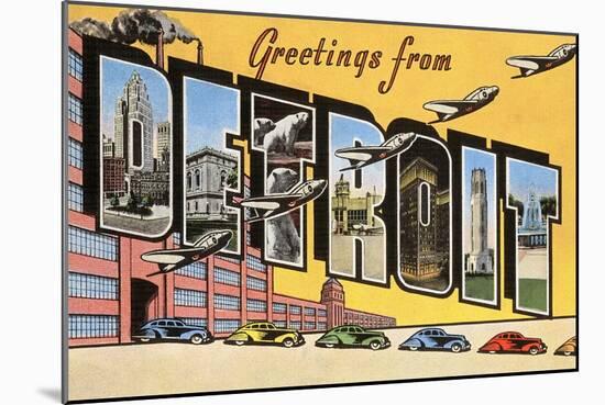 Greetings from Detroit, Michigan-null-Mounted Art Print