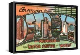 Greetings from Detroit, Michigan-null-Framed Stretched Canvas