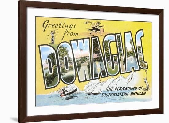 Greetings from Dowagiac, Michigan-null-Framed Art Print