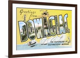 Greetings from Dowagiac, Michigan-null-Framed Art Print