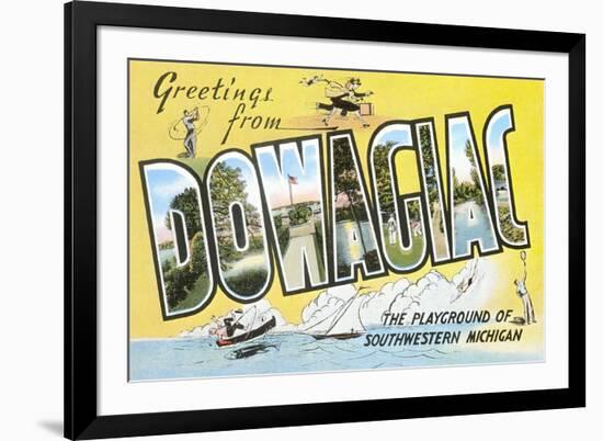 Greetings from Dowagiac, Michigan-null-Framed Art Print