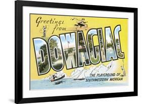 Greetings from Dowagiac, Michigan-null-Framed Art Print