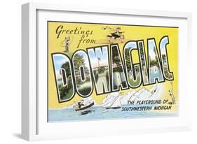 Greetings from Dowagiac, Michigan-null-Framed Art Print