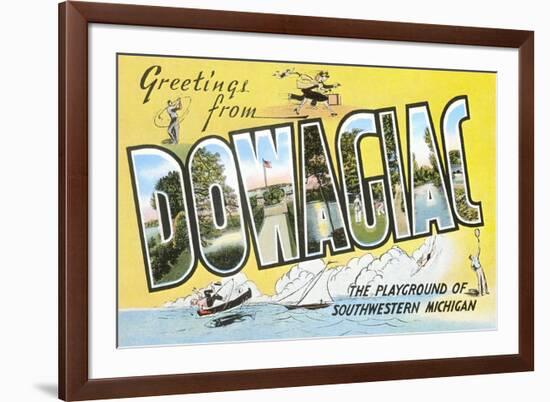 Greetings from Dowagiac, Michigan-null-Framed Premium Giclee Print