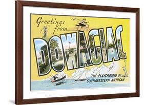 Greetings from Dowagiac, Michigan-null-Framed Premium Giclee Print