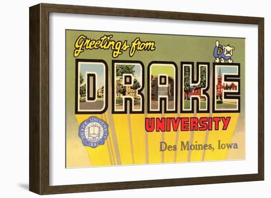 Greetings from Drake University, des Moines, Iowa-null-Framed Art Print