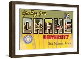 Greetings from Drake University, des Moines, Iowa-null-Framed Art Print